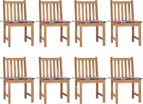 vidaXL Scaune de grădină cu pernă, 8 buc., lemn masiv de tec