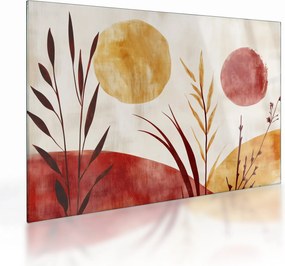 Tablou pe sticlă - Plante și cercuri (70x50 cm)