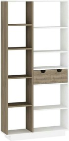 Biblioteca LUMA, stejar/alb, PAL melaminat, 80x25x189 cm