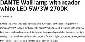 Aplica LED ambientala cu reader directionabil DANTE alba 5W/3W 2700K