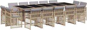 vidaXL Set mobilier grădină cu perne, 15 piese, bej combinat poliratan
