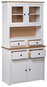 282702 vidaXL Bufet înalt, alb, 93x40,5x180 cm, lemn masiv pin, gama Panama