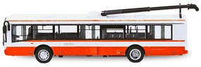 Troleibus metalic, 16 cm, roșu - cu tragere