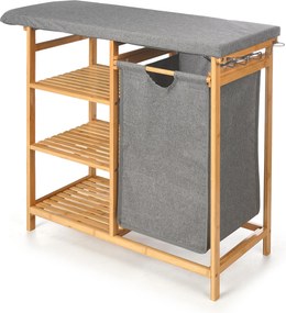 Comodă din bambus cu masă de călcat și coș de rufe BAMY, 111 x 34 x 82 cm