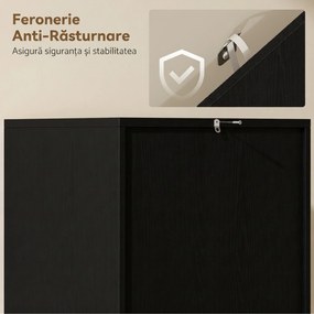 HOMCOM Dulap de bucătărie Slim cu 5 rafturi și spațiu interior reglabil, din lemn, 40x35x180 cm, negru | Aosom Romania