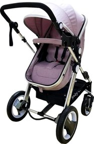 Carucior nou nascuti 2 in 1 Baby Care™ PRO S535, Cadru Aluminiu, roti din cauciuc plin,landou reversibil, Spatar reglabil in 3 trepte, Gri