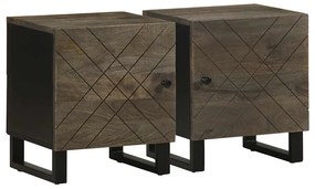 vidaXL Noptiere, 2 buc., negru, 40x33x46 cm, lemn masiv de mango