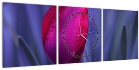 Tablou mugure de lalea (cu ceas) (90x30 cm)