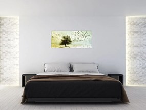 Tablou - cu multe păsări pictate (120x50 cm)