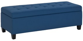 HOMCOM Banc de depozitare 94,5L banca pentru capul patului din material textil cu aspect de in si picioare din lemn, 125 x 49 x 41,5 cm, albastru | Aosom Romania
