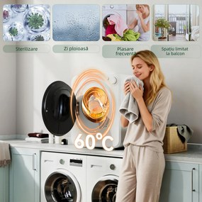 HOMCOM Uscător portabil de rufe 4 kg, încărcare frontală, 2 trepte de putere 800 W/400 W, 240 V, compact pentru apartament, rulote și casă, alb | Aosom Romania