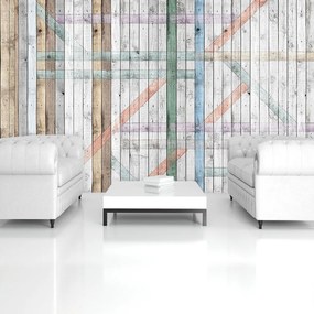 Fototapet - Scănduri de lemn colorate (152,5x104 cm), în 8 de alte dimensiuni noi
