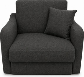 Fotoliu SAMY extensibil, cu lada de depozitare, stofa gri închis , cadru metalic, 103x100x92 Stofa, Gri Inchis