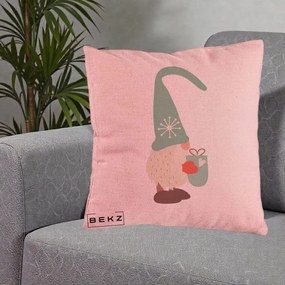Perna Decorativa Gnom Nordic cu Cana Calda Menta, 40x40 cm, Roz, Husa Detasabila, Perna Inclusa, BEKZ®