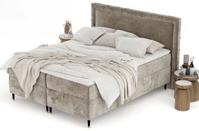 Pat boxspring bej cu spațiu de depozitare 180x200 cm Voyage – Maison de Rêve