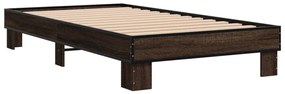 845876 vidaXL Cadru de pat, stejar maro, 90x200 cm, lemn prelucrat și metal