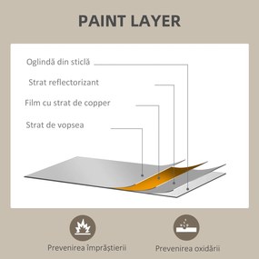 HOMCOM Oglindă Dreptunghiulară de Perete cu Cârlige, Sticlă și MDF, 60x80 cm, Negru | Aosom Romania