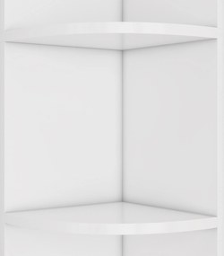 Raft de colț din MDF, design cu cinci straturi, design triunghiular care economisește spațiu, 42x30x180 cm, Alb