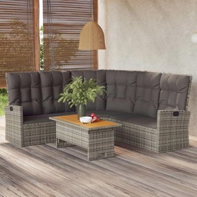 362176 vidaXL Set mobilier de grădină cu perne, 2 piese, gri, poliratan