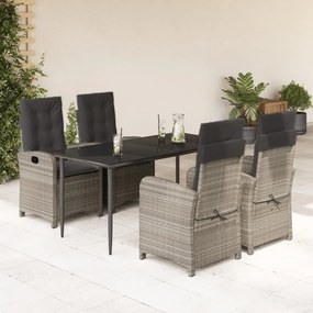 3212414 vidaXL Set mobilier de grădină cu perne, 5 piese gri deschis poliratan