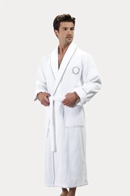 Halat pentru bărbați SEHZADE XXL Alb – Broderie argintie