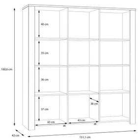 Vitrina Cu 3 Usi Behalf Stejar Riviera Si Stejar Gri, 151.1 Cm