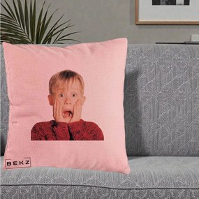 Perna Decorativa Kevin Singur Acasa, 40x40 cm, Roz, Husa Detasabila, Perna Inclusa, BEKZ®