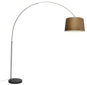 Lampă cu arc din oțel cu abajur din stofă maro 45 cm - XXL