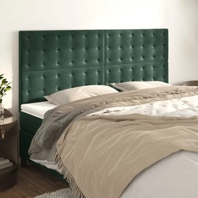 3116835 vidaXL Tăblii de pat, 4 buc, verde închis, 100x5x78/88 cm, catifea