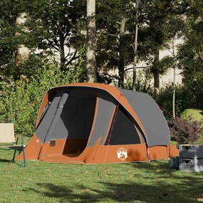 vidaXL Cabină cort de camping 4 persoane gri și portocaliu impermeabil