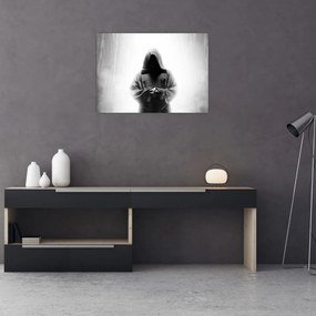 Tablou pe sticlă - Un călugăr într-o mănăstire (70x50 cm)