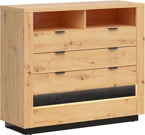 Comoda OSTIA, stejar artisan/negru, PAL, 117x42x101 cm