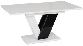 JAKS Masă de bucătărie Clark 120 cm negru și alb lucios glamour