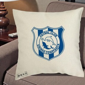 Perna Personalizata FC Unirea Constanta Fotbal, 40x40 cm, Ecru, Husa Detasabila, Perna Inclusa, BEKZ®