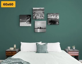Set tablouri paradisul pe pământ în design alb-negru