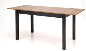 Masă de sufragerie extensibilă Tentempies (stejar craft auriu + negru) (pentru 4-6 persoane). 1116985