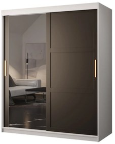Dulap de haine Riven 2 150 (alb mat + negru mat) (cu oglindă). 1064174
