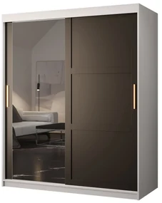 Dulap de haine Riven 2 150 (alb mat + negru mat) (cu oglindă). 1064174