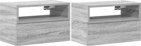 vidaXL Noptiere de perete, 2 buc., sonoma gri, 45x26x28,5 cm