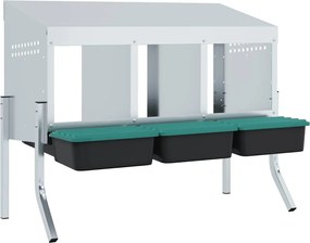 vidaXL Cuib pentru găini cu 3 compartimente și picioare, oțel galvanizat