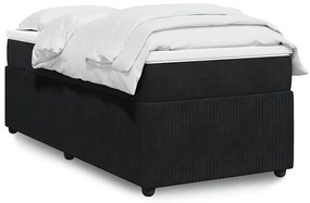 vidaXL Pat box spring cu saltea, negru, 100x200 cm, catifea