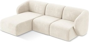 Colțar bej cu tapițerie din chenille (cu colț pe partea stângă/cu șezlong) Lani – Makamii