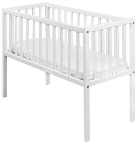 Patut mic, co-sleeping din lemn, Classic Alb 90 x 40 cm