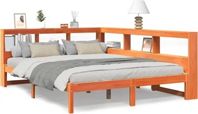 vidaXL Pat cu bibliotecă fără saltea maro 160x200 cm lemn masiv de pin