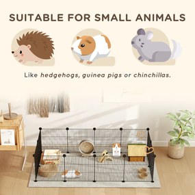 PawHut Țarc Modular pentru Animale de Companie de Talie Mică cu Panouri și Accesorii, 140x70x35 cm, Negru | Aosom Romania