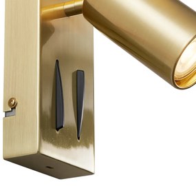 Lampă de perete modernă din alamă cu 2 lumini, reglabilă, cu port USB-C - Lesly