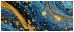 Tablou - Abstracție albastră cu aur (120x50 cm)