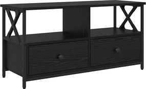 vidaXL Cabinet TV Stejar Negru 90 x 33 x 45 cm Lemn ingineresc și oțel