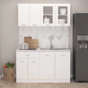 3067655 vidaXL Set dulapuri de bucătărie, 4 piese, alb, lemn prelucrat