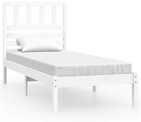 3100984 vidaXL Cadru de pat, alb, 75x190 cm, single mic, lemn masiv de pin